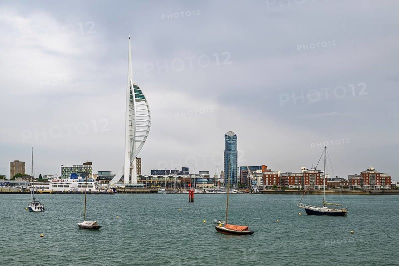 Portsmouth Harbour over Spinnaker Tower, Portsmouth, Gosport, England, United Kingdom