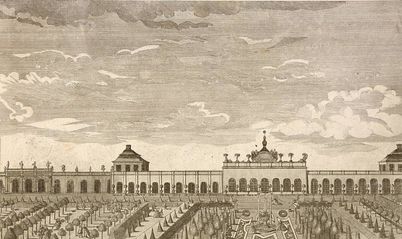 Royal pleasure palace Monbijoux in Berlin, around 1850, Germany, authentic, digitally restored reproduction from a 19th century model, exact date of depiction unknown, historical