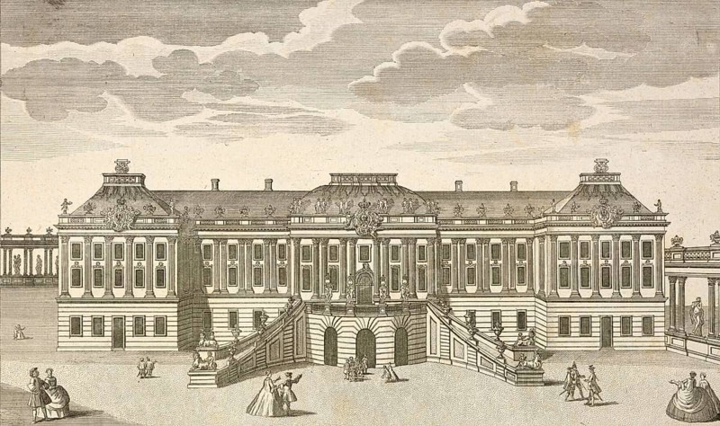 Royal Palace in Potsdam, garden side, around 1850, Germany, authentic, digitally restored reproduction from a 19th century model, exact date of depiction unknown, historical