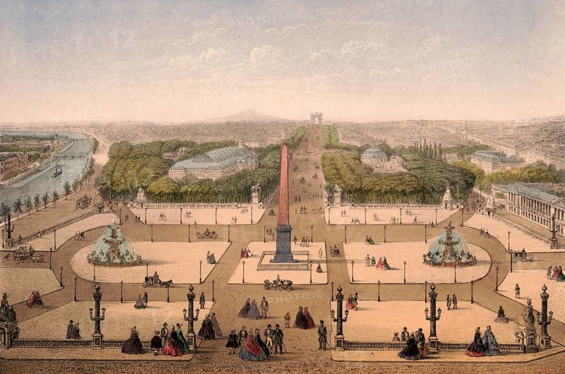 Place de la Concorde, Concord Square, the largest square in Paris, around 1900, France, authentic, digitally restored reproduction from a 19th century model, exact date of presentation unknown, historical