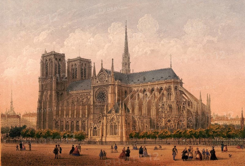 Notre-Dame de Paris Cathedral, Our Lady of Paris, around 1900, France, authentic, digitally restored reproduction from a 19th century model, exact date of depiction unknown, historical
