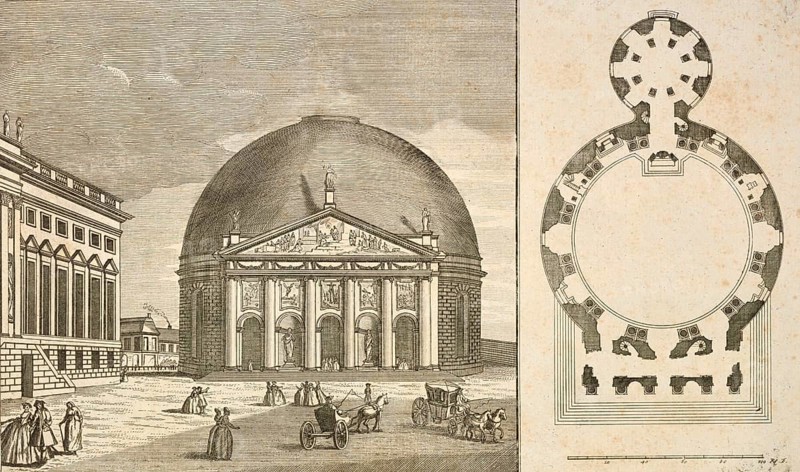 The new Catholic St. Hedwig Church in Berlin, around 1850, Germany, authentic, digitally restored reproduction from a 19th century model, exact date of depiction unknown, historical