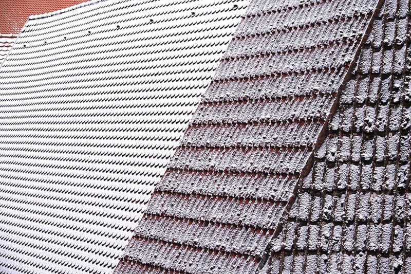 Hoarfrost and snow on a roof, wintertime, Germany