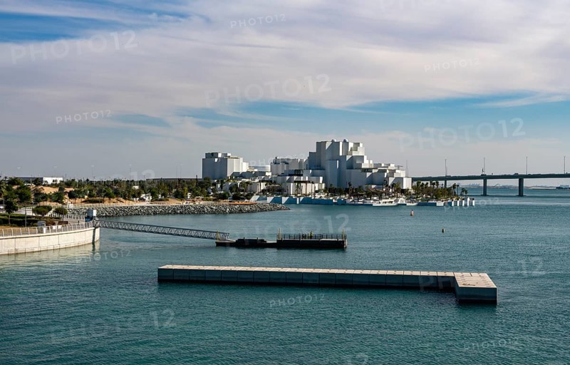 View of the National History Museum from Louvre Abu Dhabi, UAE, United Arab Emirates
