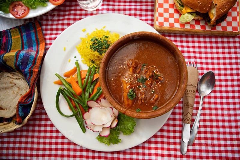 Traditional Dish, Pepian de Pollo, Chicken Stew, Panajachel, Atitlán, Sololá Department, Guatemala
