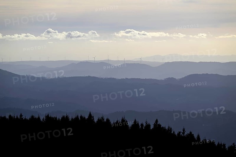 View of the Black Forest from the viewpoint at Schliffkopf, near Baiersbronn, Freudenstadt district, Black Forest, Baden-Württemberg, Germany