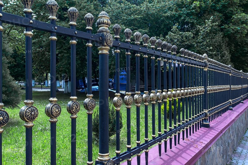 Forged fence around the grounds of the National Yuri Fedkovych University, founded in 1875, Czernowicz, Ukraine
