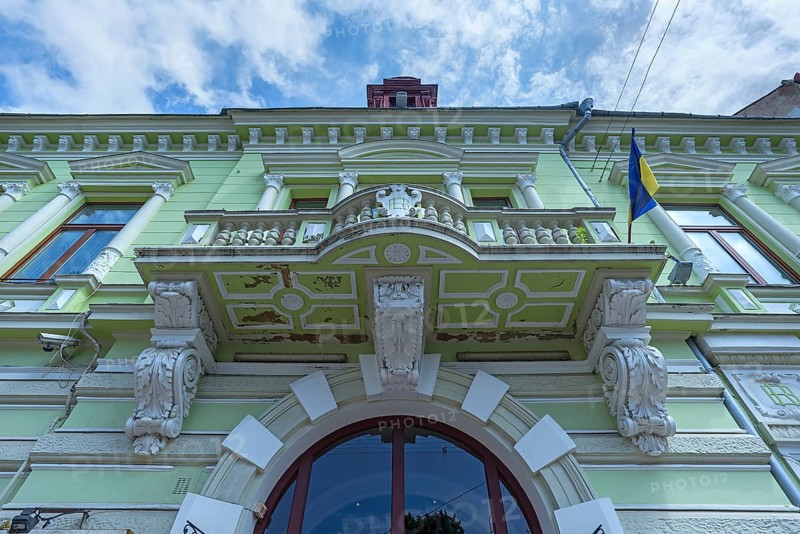 Renovated neoclassical house with balcony, 19th century, Czernowicz, Ukraine