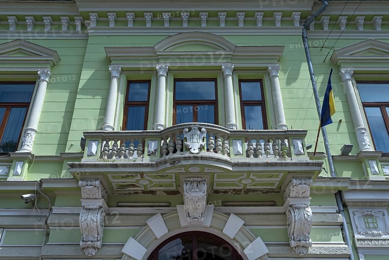 Renovated neoclassical house with balcony, 1878, Czernowicz, Ukraine