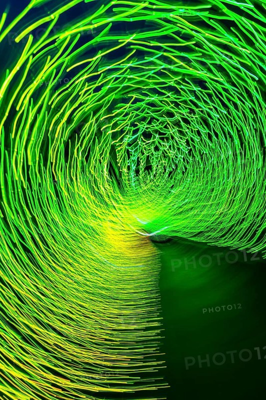 Light, tunnel, in motion, light tunnel, changes light color, light installation at park lights in Gruga Park in Essen