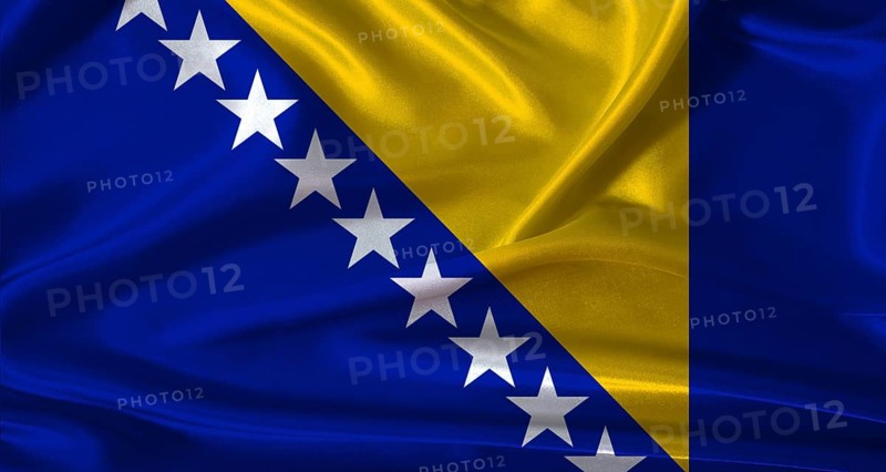National flag of Bosnia and Herzegovina with cloth texture. Bosnia and Herzegovina flag with realistic texture background