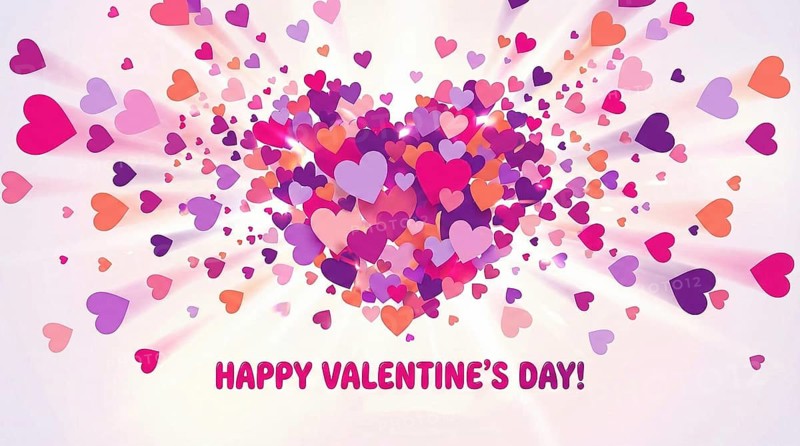 A vibrant Valentine's Day greetings card featuring wreath and elegant lettering to convey romance, warmth, and heartfelt affection, AI generated