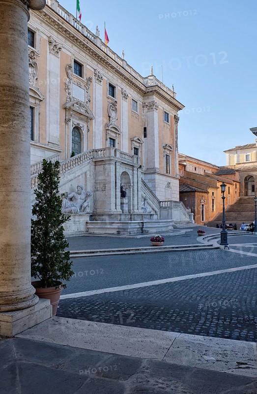 Senatorial Palace (Palazzo Senatorio), Piazza del Campidoglio on the Capitoline Hill, Capitoline Square, Rome, Lazio, Italy