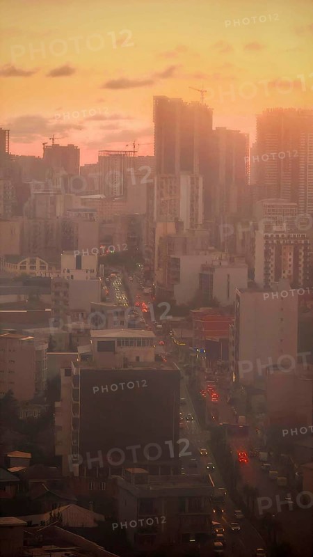 City view at sunset with silhouettes and warm colors, Batumi, Georgia
