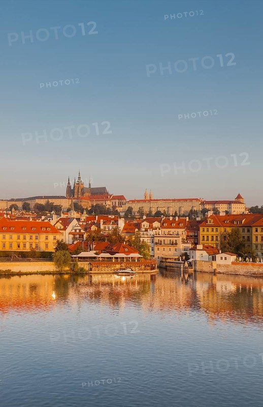Prague, Czech Republic, Eastern Europe. Historic city of Prague from across Charles Bridge