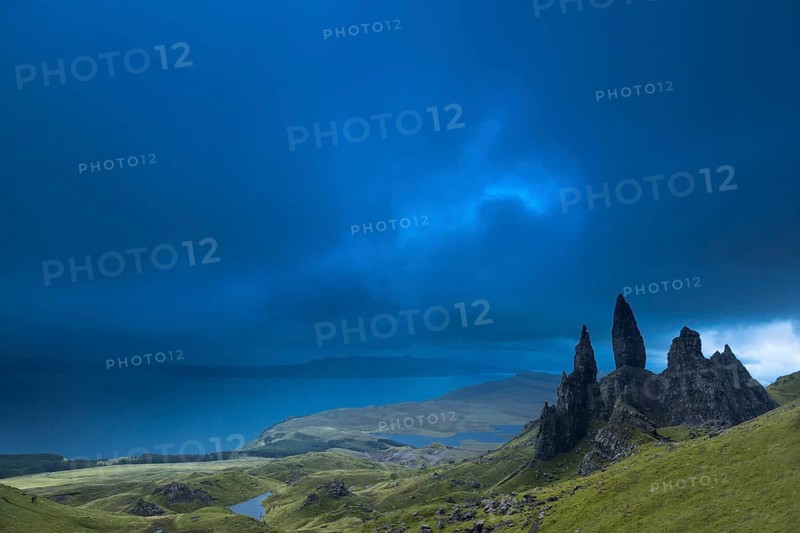 Isle of Skye, Scotland, UK. The Old Man of Storr during a storm