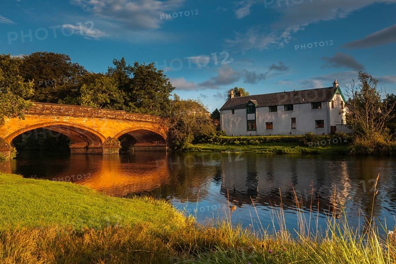 Callander, Stirling, Scotland, UK. The red bridge over the River Teith