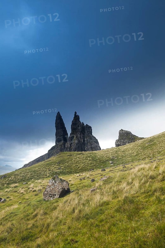 Isle of Skye, Scotland, UK. The Old Man of Storr during a storm