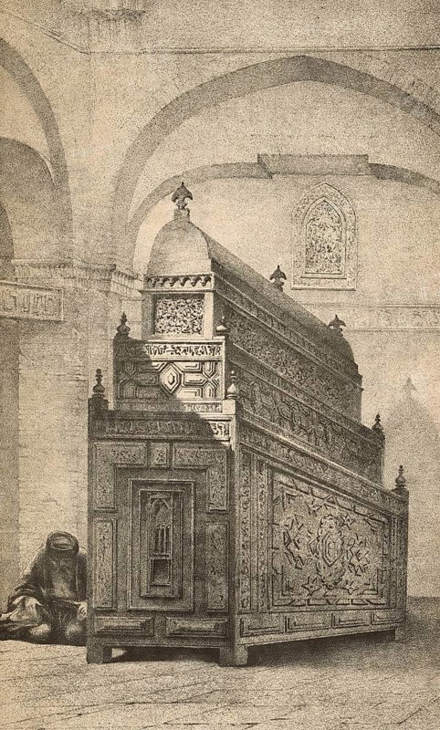 Cenotaph, empty tomb of Esther, Hadassah, the symbolic tomb of the biblical Queen Esther in Hamadan, Iran, authentic, digitally restored reproduction of a 19th century model by Eugene Flandin (1809-1876), exact date of depiction unknown, Historical
