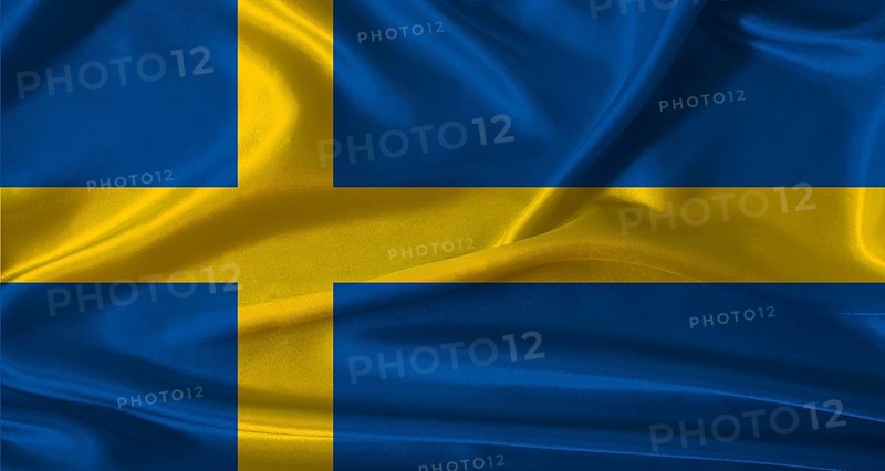 National flag of Sweden with cloth texture. Sweden flag with realistic texture background