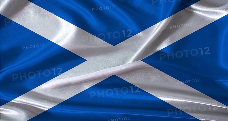 National flag of Scotland with cloth texture. Scotland flag with realistic texture background
