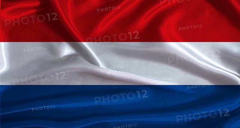 Netherlands flag with cloth textured background. National flag of the Netherlands with realistic texture