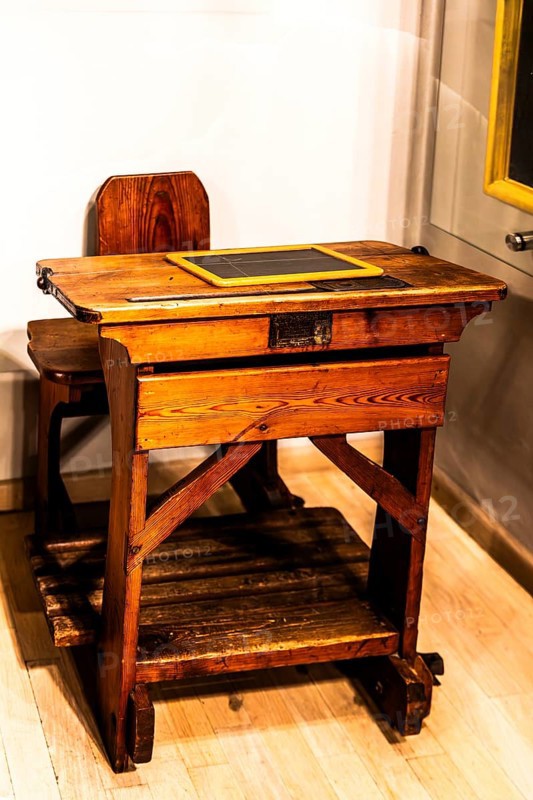 Rettig school desk, Silesia 19th century, Piast Castle Museum, 16th century, Gliwice, Poland