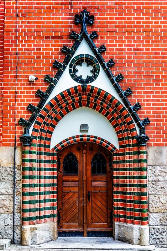 Post office, neo-gothic brick building, 1903, Gliwice, Poland