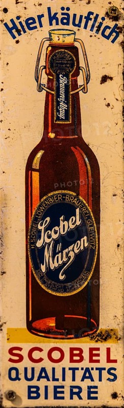 Enamel plate as an advertisement for Scrobel quality beers, 20th century, Piast Castle Museum, 16th century, Gliwice, Poland