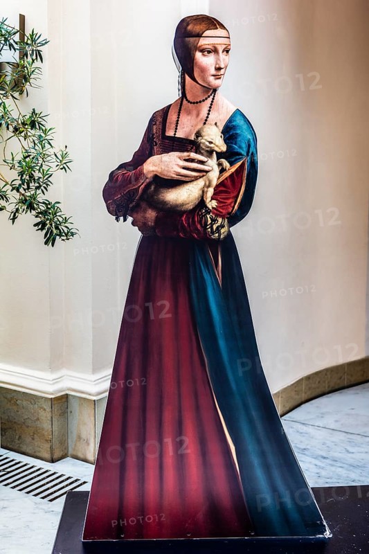Display, lady with an ermine, first portrait of Leonardo da Vinci, around 1489, oil on panel, portrait of Ceciila Gallerani, mistress of Milanese duke Ludovico Sforza, Czartoryski Museum, 1796, oldest museum in Poland, Krakow, Poland