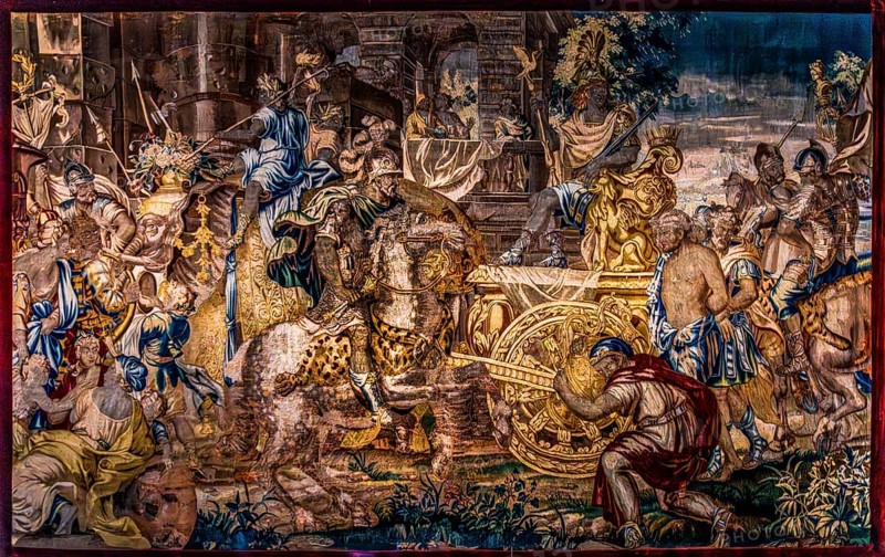 Decorative tapestry with scene of Alexander the Great invading Babylon, France 17th-18th century, Czartoryski Museum, 1796, oldest museum in Poland, Krakow, Poland