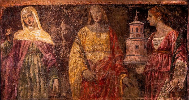 Three Saints — Martha, Catharina and Barbara, fragment of a fresco of St. Martha's Church in Milan, 156, Czartoryski Museum, 1796, Poland's oldest museum, Krakow, Poland