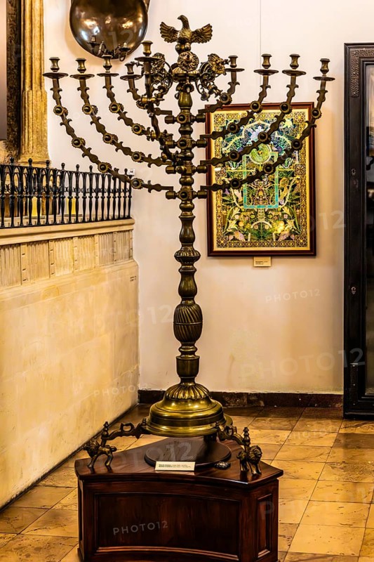 Hanukkah chandelier, 19th century, Old Synagogue — Museum of Krakow's Jewish History, 15th century, Kazimierz Jewish Quarter, Krakow, Poland
