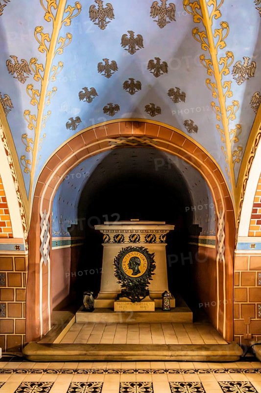 Tomb of Teofil Lenartowicz, ethnographer, sculptor, poet, 1822—1893, crypt of the merits of Poland on Skalka Hill, 1880, in the basement of the Pauline Basilica, church on the rock, 14th century, Krakow, Poland