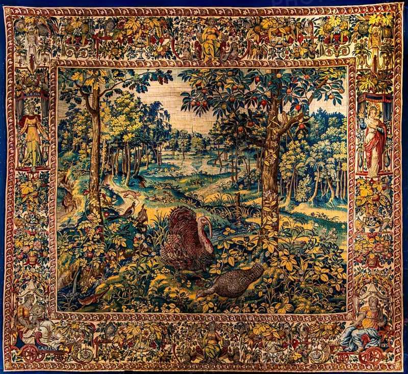 Turkey in the Forest Tapestry, van Herzeele, Brussels, around 1580, Wawel Royal Castle, former residence and seat of government of the kings of Poland, founded around 1000, Krakow, Poland