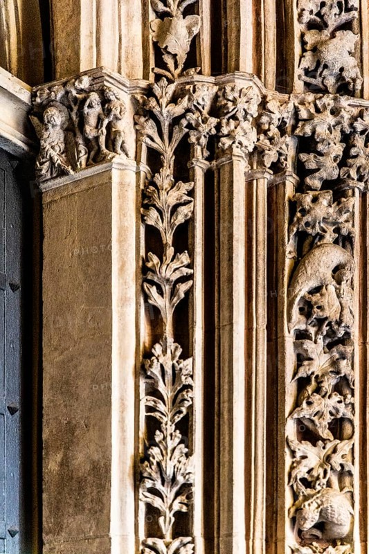 Reliefs on the Huapt portal, Dominican Basilica, 1222, Krakow, Poland