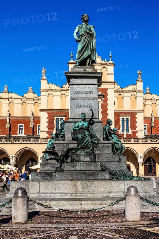 Rynek with Cloth Hall and Adam Mickiewicz Fountain, from 13th century, Main Market Square, landmark of the city, Krakow, Poland