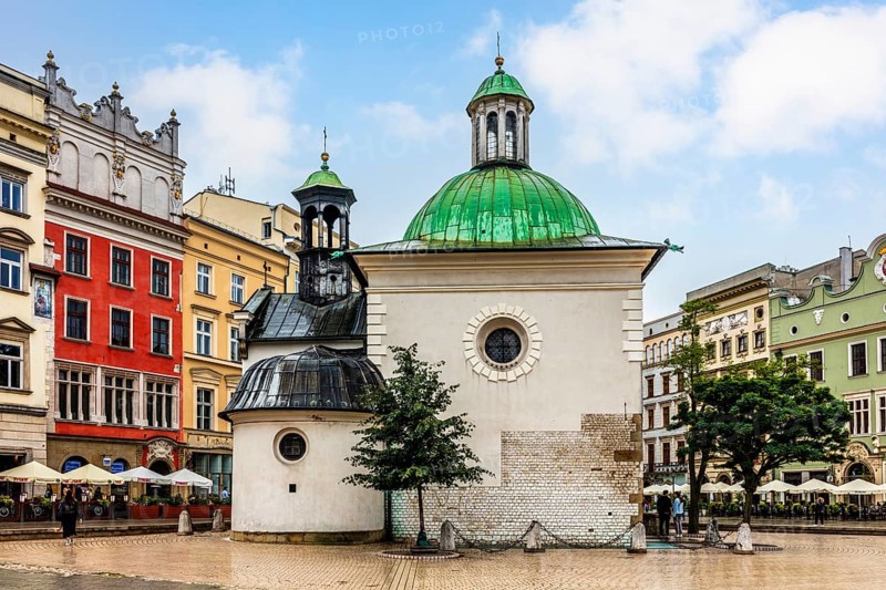 St. Adalbert Church, 11th century Romanesque church with baroque dome, 11th century, Rynek with Cloth Hall, from 13th century, Main Market Square, city landmark, Krakow, Poland