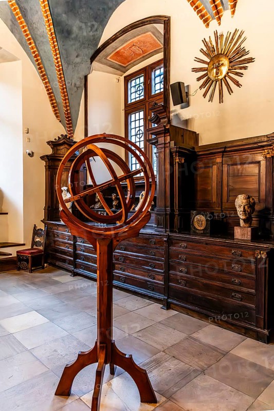 Armillary sphere in the old library, Collegium Maius oldest building of the Jagellonian University, 1364, Krakow, Poland