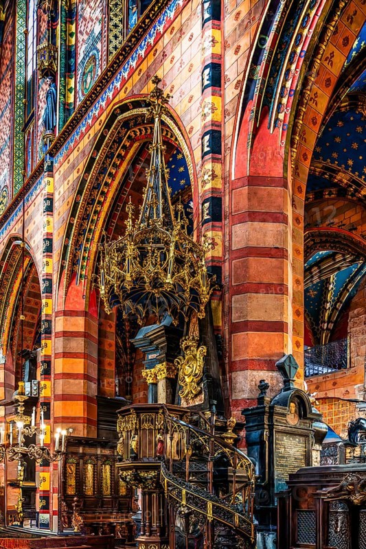 Pulpit, St. Mary's Church, 14th century, Krakow, Poland