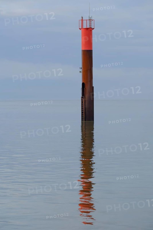 View of a dolly standing in the mouth of the Weswr towards the North Sea, Bremerhaven, Bremen, Germany