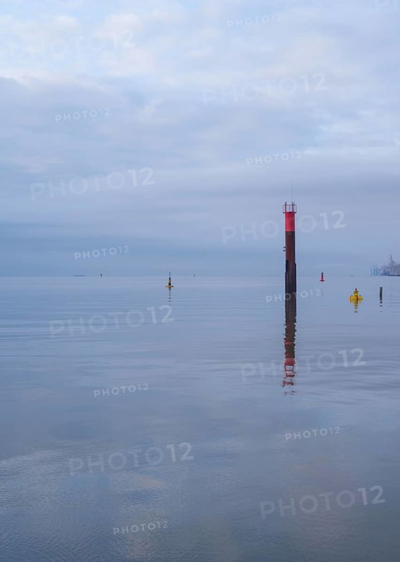 View across the Weser estuary towards the North Sea, Bremerhaven, Bremen, Germany