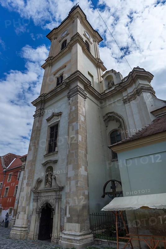 Tower of the Baroque Franciscan Church 1727, Cluj-Napoca, Transylvania, Romania
