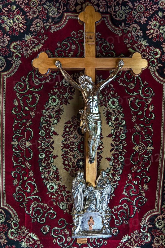 Crucifix in the interior of the Trinity Church, Zhovkva city, Ukraine