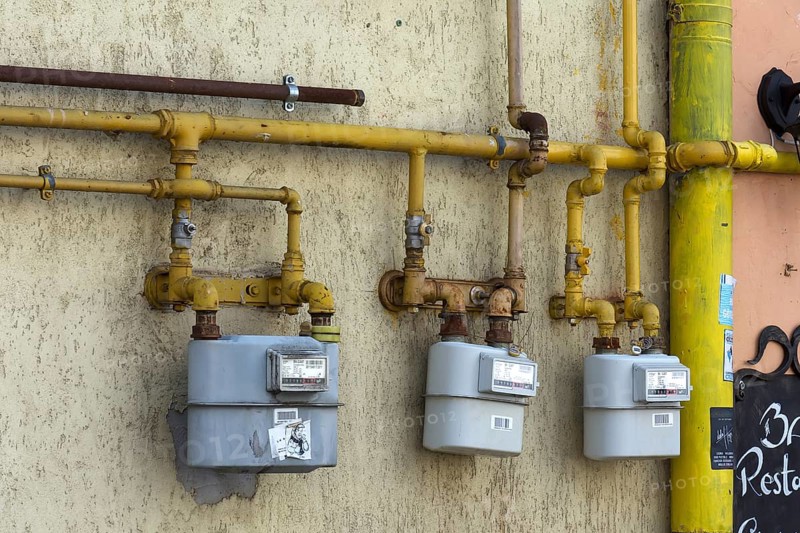 Gas meter on a house wall, Cluj-Napoca, Romania