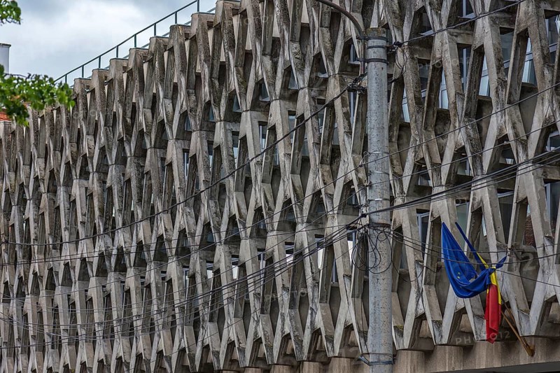 Modern façade, Cluj Napoca Academy Library, Cluj-Napoca, Romania