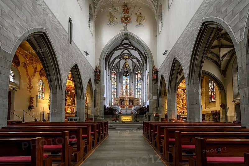 Interior view of Radolfzell Cathedral of Our Lady, Radolfzell am Lake Constance, Konstanz district, Baden-Württemberg, Germany