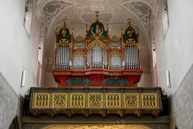 The Radolfzell Cathedral of Our Lady houses a magnificent monk organ, which is considered one of the most important instruments in the region, Radolfzell am Lake Constance, district of Constance, Baden-Württemberg, Germany