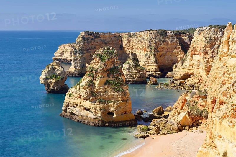 Beach and rocky coast, Praia da Marinha, Algarve, Portugal