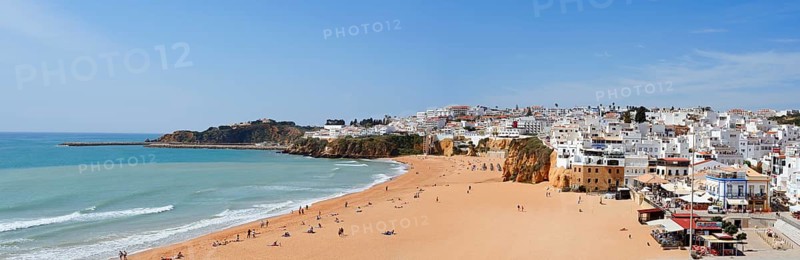 Praia dos Pescadores beach and city view of Albufeira, Algarve, Portugal